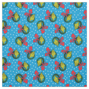 Dr. Seuss Grinch Christmas Wreath Pattern Fabric