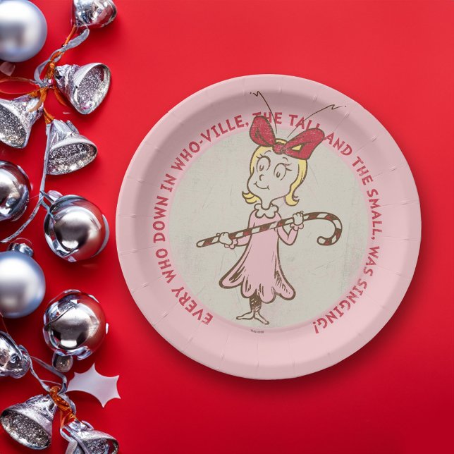 Dr. Seuss | Grinch | Cindy-Lou Who - Cute Quot Paper Plates (Plate on table)