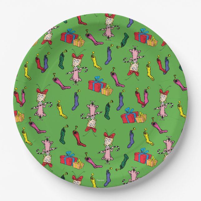 Dr. Seuss | Grinch | Cindy-Lou Who Pattern Paper Plates (Front)