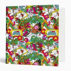 Dr. Seuss   Grinch Colorful Pattern 3 Ring Binder
