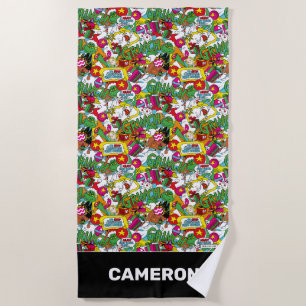 Dr. Seuss Grinch Colorful Pattern Beach Towel