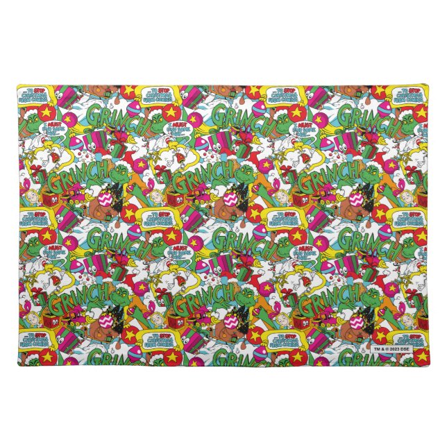 Dr. Seuss | Grinch Colorful Pattern Cloth Placemat (Front)