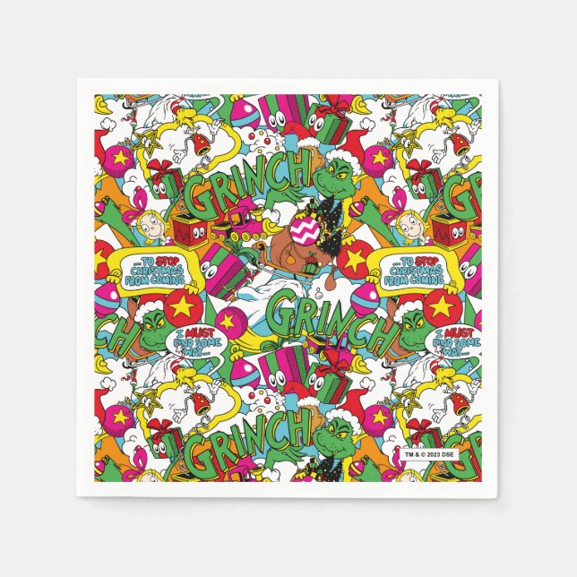 Dr. Seuss | Grinch Colorful Pattern Napkins (Front)