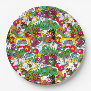 Dr. Seuss   Grinch Colorful Pattern Paper Plates