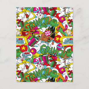 Dr. Seuss Grinch Colorful Pattern Postcard