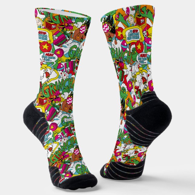 Dr. Seuss | Grinch Colorful Pattern Socks (Angled)