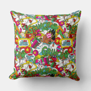 Dr. Seuss   Grinch Colorful Pattern Throw Pillow