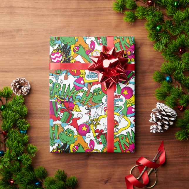 Dr. Seuss | Grinch Colorful Pattern Wrapping Paper (Holiday Gift)