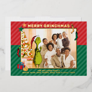 Dr. Seuss Grinch Family Photo Holiday Card