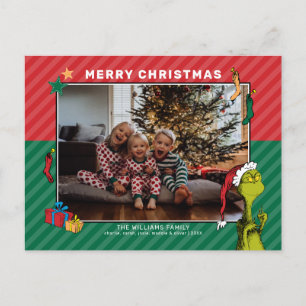 Dr. Seuss Grinch Family Photo Holiday Postcard