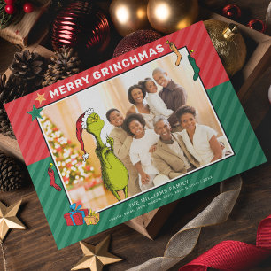 Dr. Seuss   Grinch Family Photo Holiday Postcard
