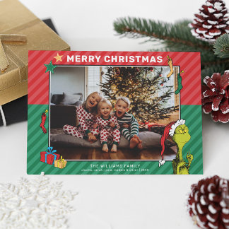 Dr. Seuss | Grinch Family Photo Holiday Postcard