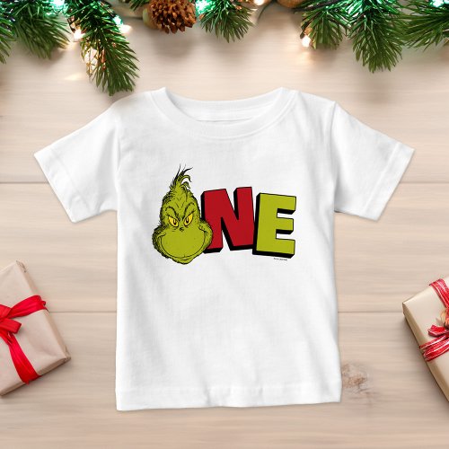 Dr Seuss  Grinch First Birthday _ One Baby T_Shirt