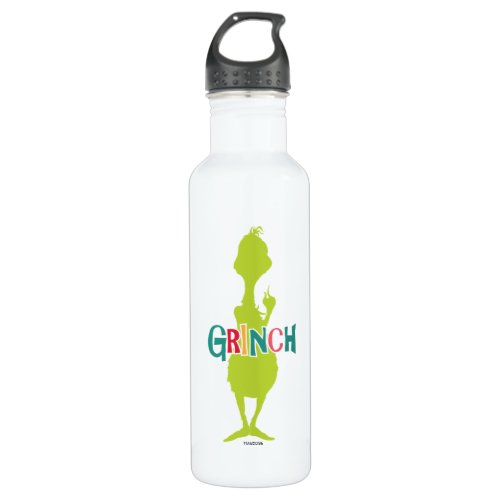 Dr Seuss  Grinch _ Green Silhouette Stainless Steel Water Bottle
