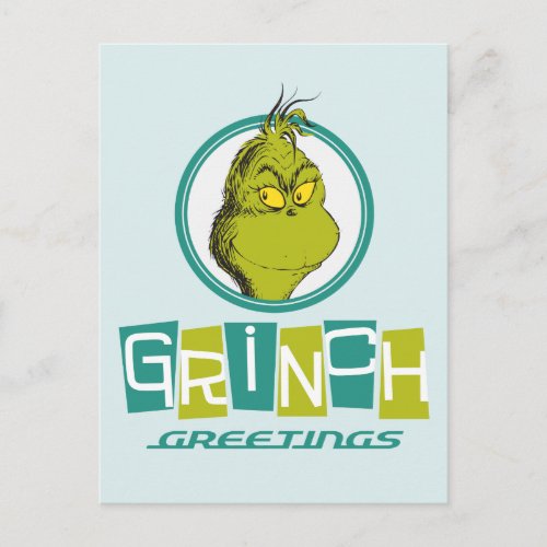 Dr Seuss  Grinch Greetings Postcard