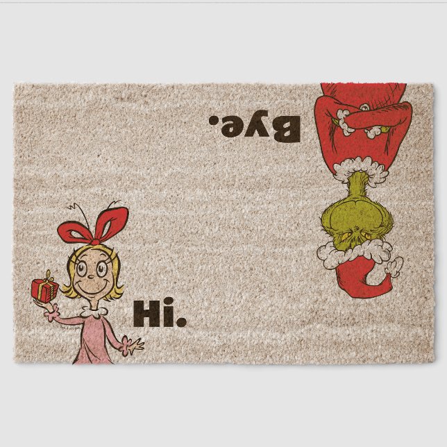 Dr. Seuss Grinch "Hi, Bye" Funny Welcome Fiber Doormat (Front)