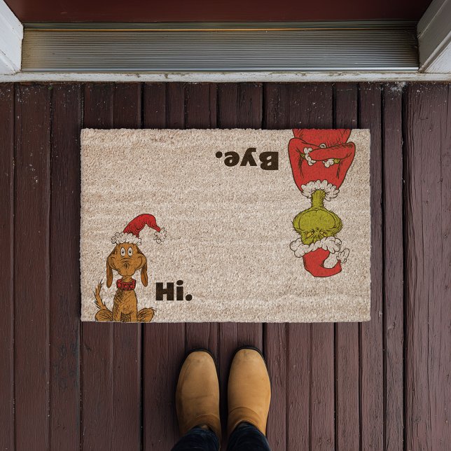 Dr. Seuss Grinch "Hi, Bye" Funny Welcome Fiber Doormat (Door mat on porch)