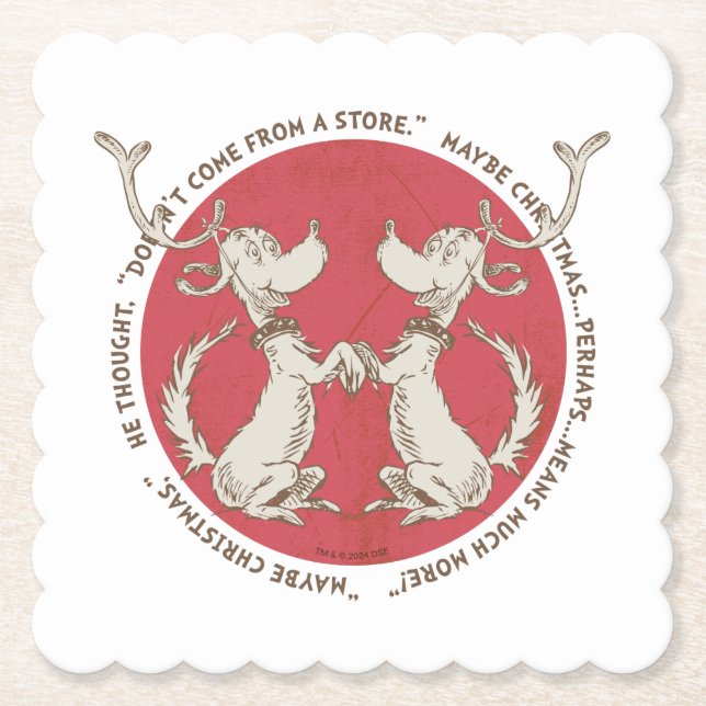 Dr. Seuss | Grinch | Max - Christmas Quote Paper Coaster (Front)