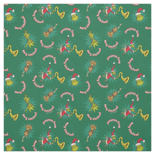 Dr. Seuss | Grinch | Merry Grinchmas Pattern Fabric (Swatch)
