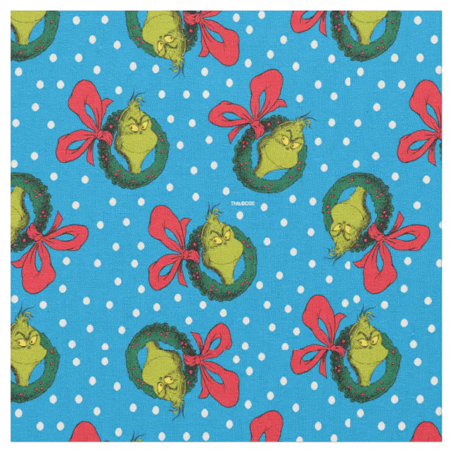 Dr. Seuss | Grinch | Merry Grinchmas Pattern Fabric | Zazzle
