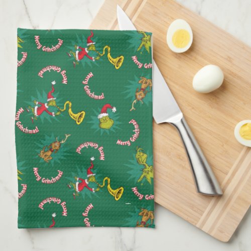 Dr Seuss  Grinch  Merry Grinchmas Pattern Kitchen Towel