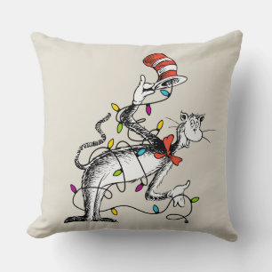 Dr. Seuss Grinch Mischievous Cat in the Ha Throw Pillow