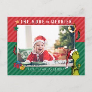 Dr. Seuss Grinch New Baby Photo Holiday Postcard