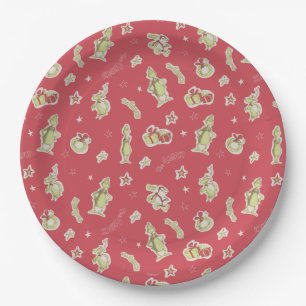 Dr. Seuss   Grinch   Red Christmas Pattern Paper Plates