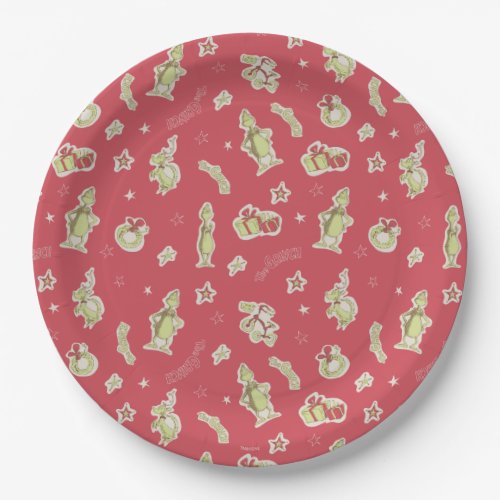 Dr Seuss  Grinch  Red Christmas Pattern Paper Plates