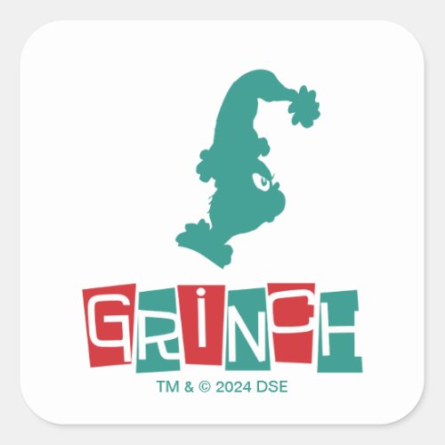 Dr Seuss  Grinch _ Red  Green Square Sticker
