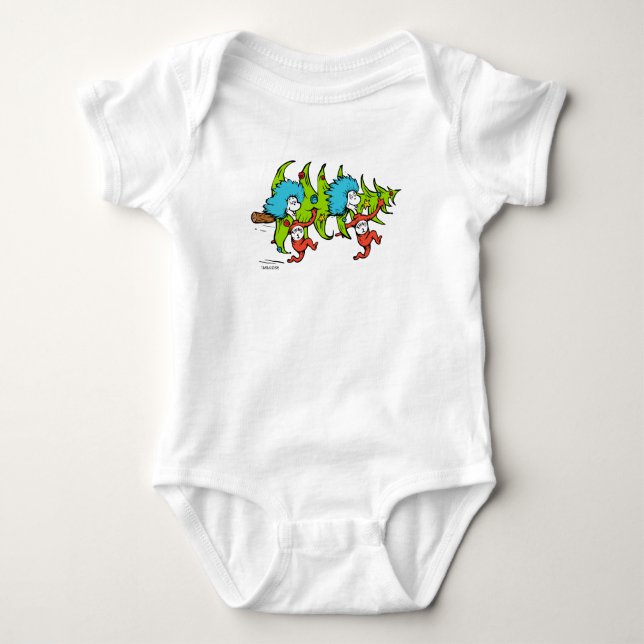 Dr. Seuss | Grinch | Thing One Thing Christmas Baby Bodysuit (Front)