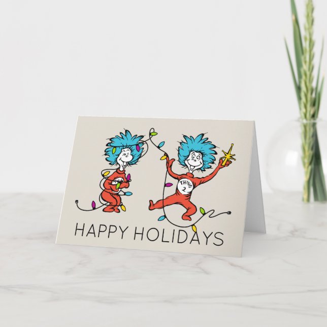 Dr. Seuss | Grinch | Thing One Thing TwDancing Holiday Card (Front)