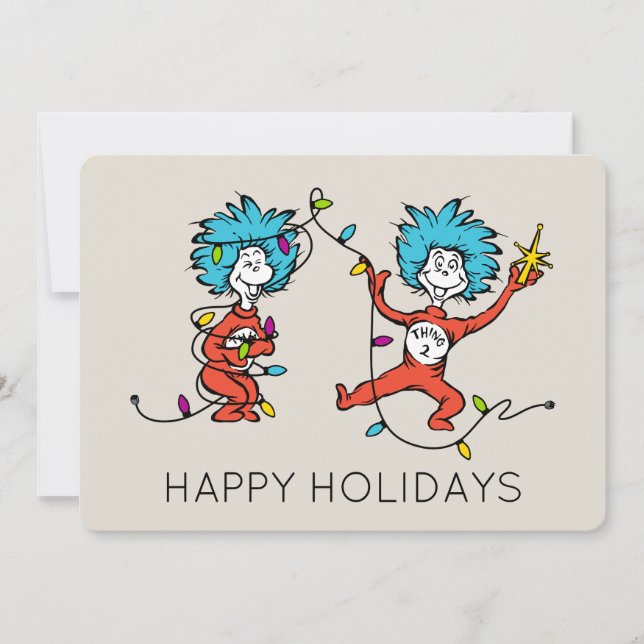 Dr. Seuss | Grinch | Thing One Thing TwDancing Holiday Card (Front)