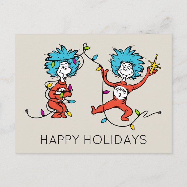 Dr. Seuss | Grinch | Thing One Thing TwDancing Holiday Postcard (Front)