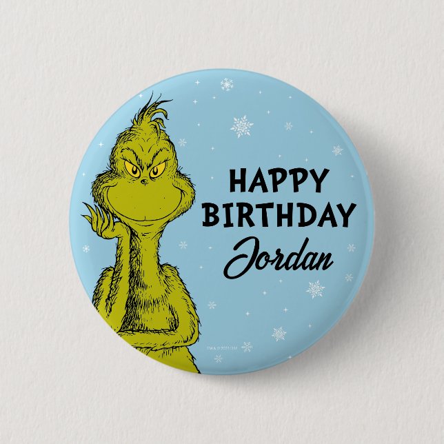 Dr. Seuss | Grinch Winter Birthday Button (Front)