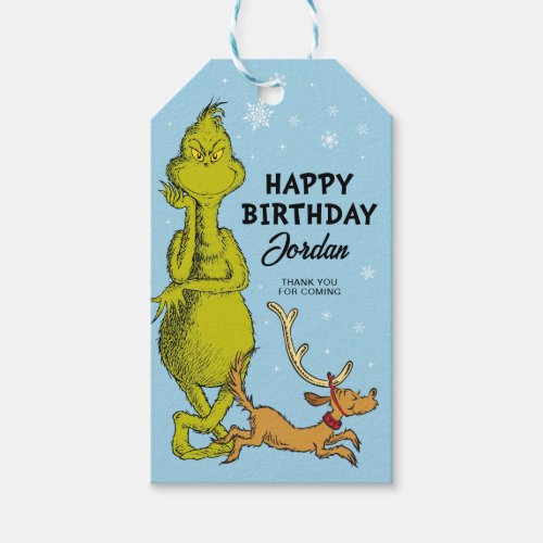 Dr Seuss  Grinch Winter Birthday Favor Gift Tags