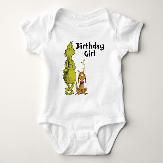 Dr. Seuss | Grinch Winter Birthday Girl Baby Bodysuit (Front)