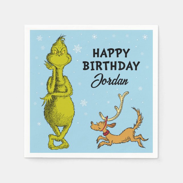 Dr. Seuss | Grinch Winter Birthday Napkins (Front)