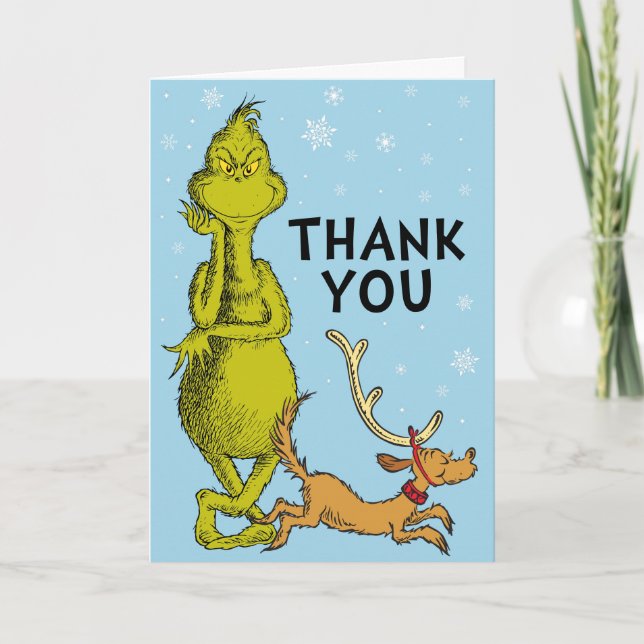 Dr. Seuss | Grinch Winter Birthday Thank You Card (Front)