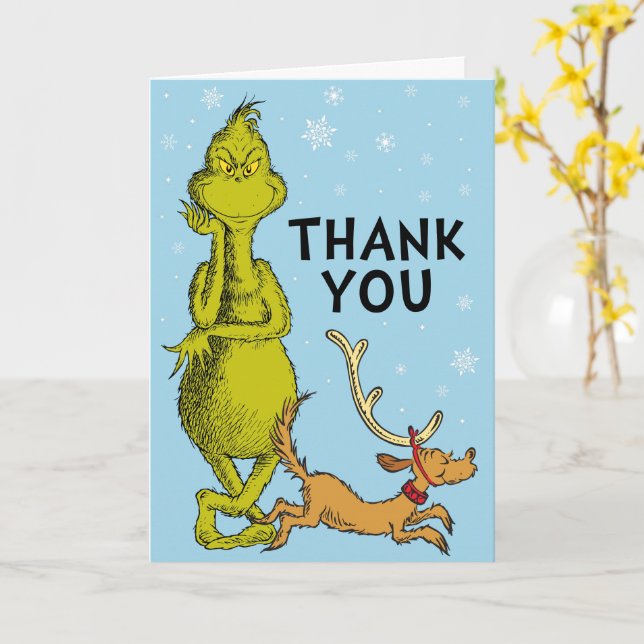 Dr. Seuss | Grinch Winter Birthday Thank You Card | Zazzle