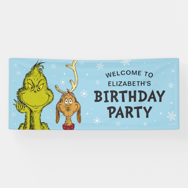 Dr. Seuss | Grinch Winter Birthday Welcome Banner (Horizontal)
