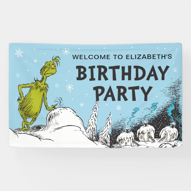Dr. Seuss | Grinch Winter Birthday Welcome Banner (Horizontal)