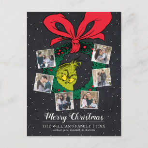 Dr. Seuss Grinch Wreath Holiday Postcard
