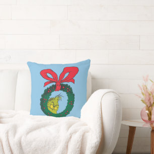 Dr. Seuss Grinch Wreath Throw Pillow