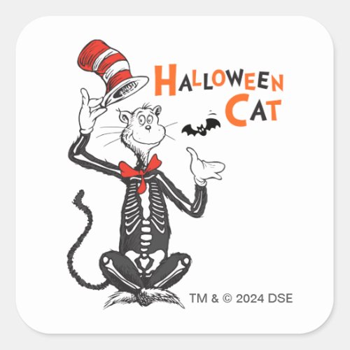Dr Seuss  Halloween Cat in the Hat Square Sticker