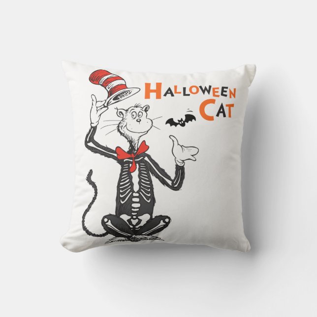 Dr. Seuss | Halloween Cat in the Hat Throw Pillow (Front)