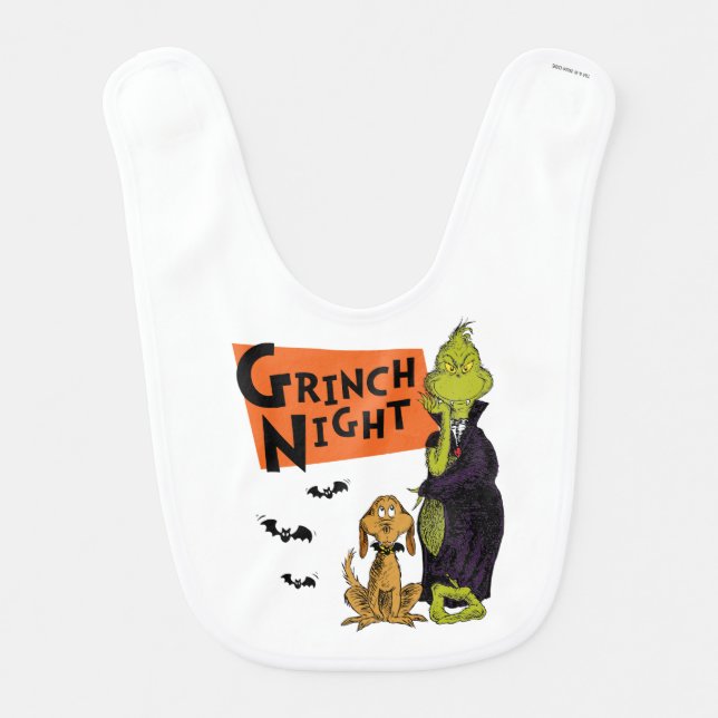 Dr. Seuss | Hallowen Grinch Night Graphic Baby Bib (Front)