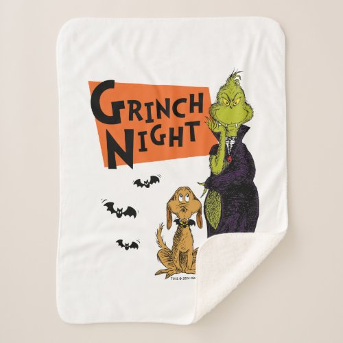 Dr Seuss  Hallowen Grinch Night Graphic Sherpa Blanket