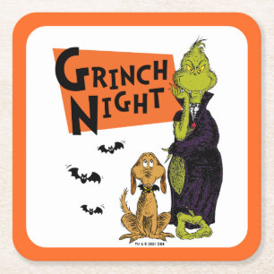 Dr. Seuss Hallowen Grinch Night Graphic Square Paper Coaster