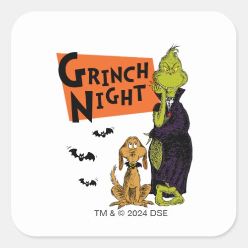 Dr Seuss  Hallowen Grinch Night Graphic Square Sticker